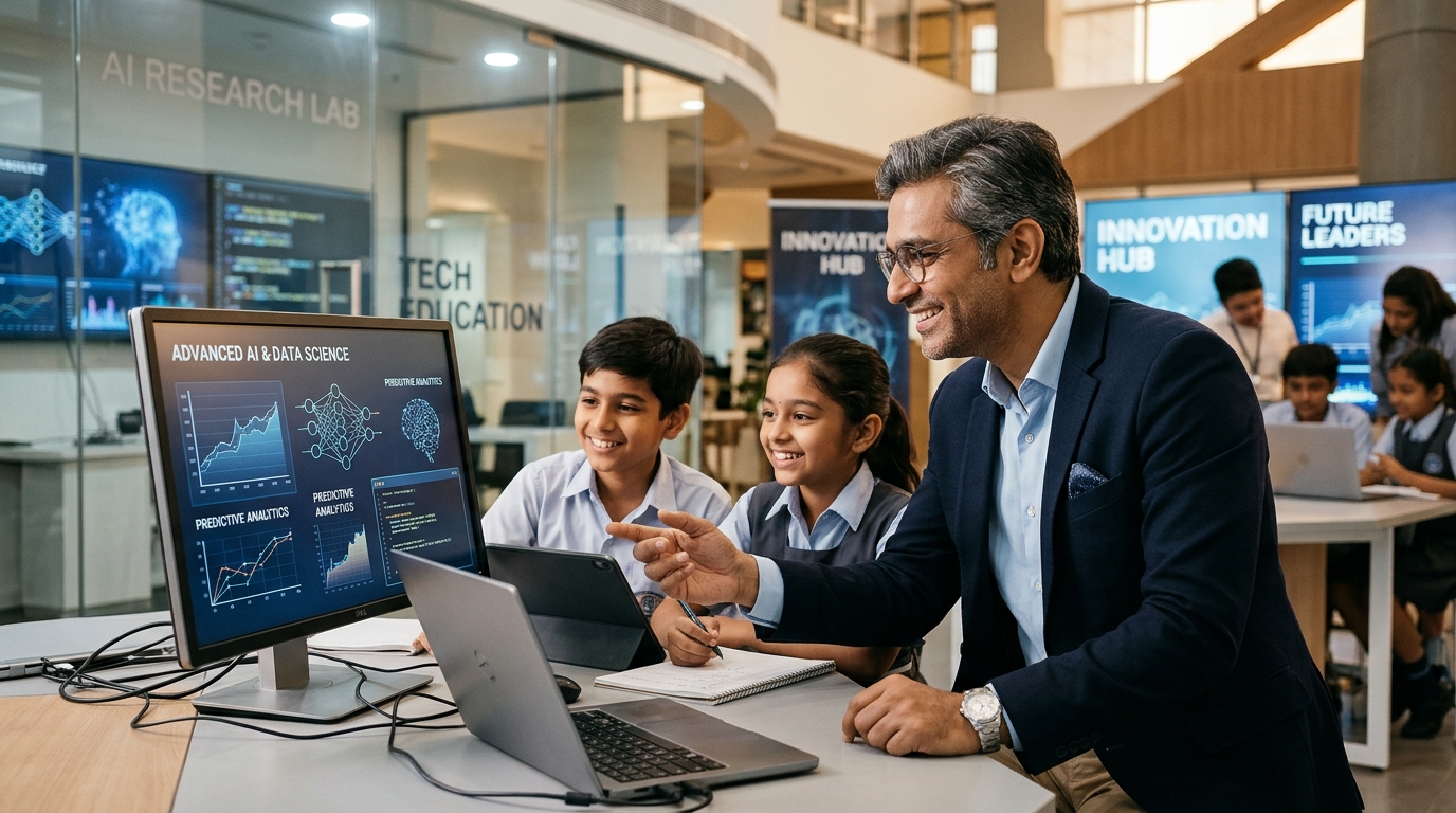 Dr. Arul S mentoring young students in AI and Data Science